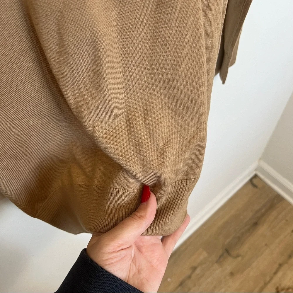 Burberry Classic Tan Nova Check Elbow Crewneck Sweater Size XS NWOT Repaired